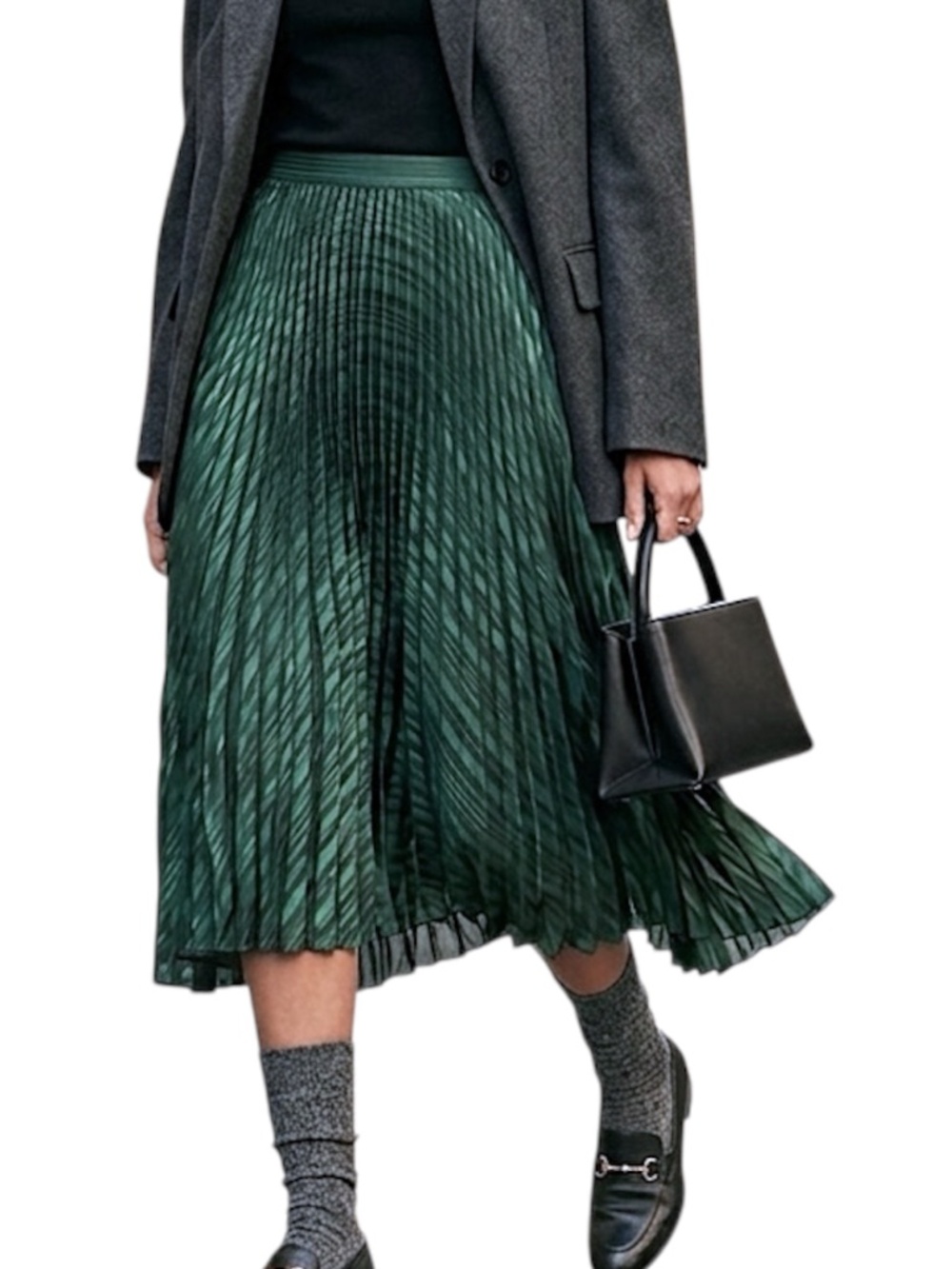 Club Monaco Behtina green accordion pleated chiffon quiet luxury midi skirt 00